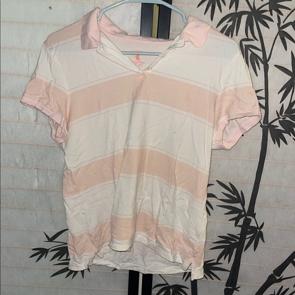 J Crew Pink and White Striped Polo Shirt